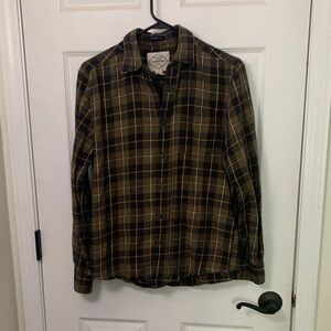 St. John's Bay Army Green Plaid Shirt
